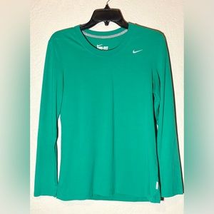 Nike Dri-Fit Cotton Tee Mens Medium Green Long Sleeve Crewneck T Shirt